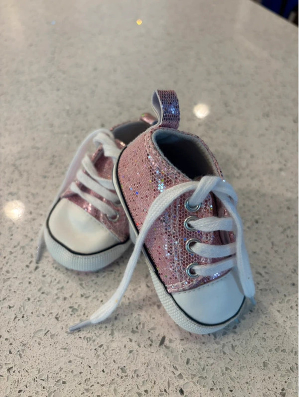 Baby Pink Glitter High Top Crib Sneakers Size 1